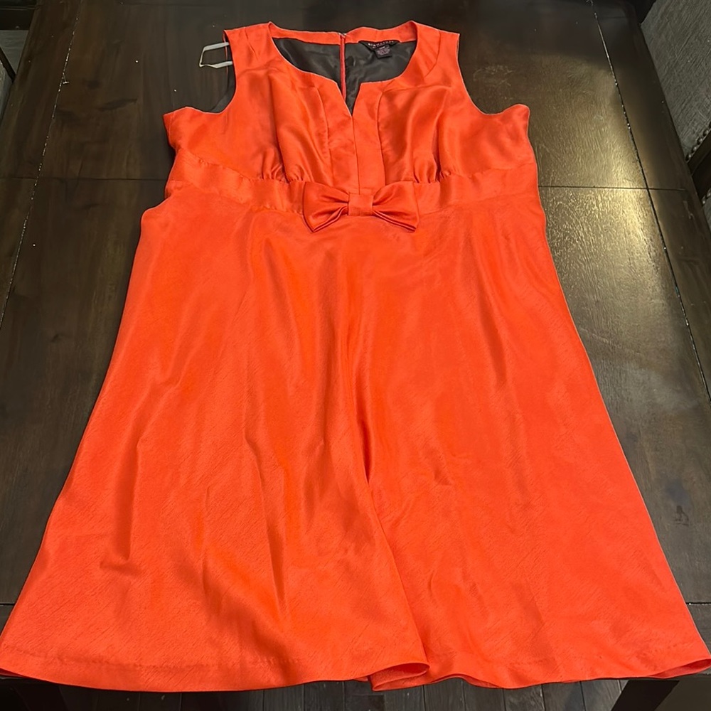 Vibrant Orange Sleeveless Dress with Bow
